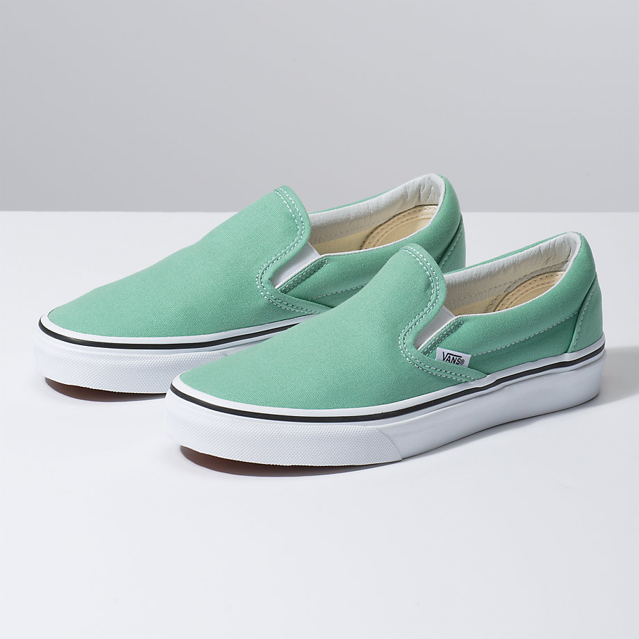 Vans Bayan Kaykay Ayakkabısı Slip-On Yeşil/Beyaz | 64979-129